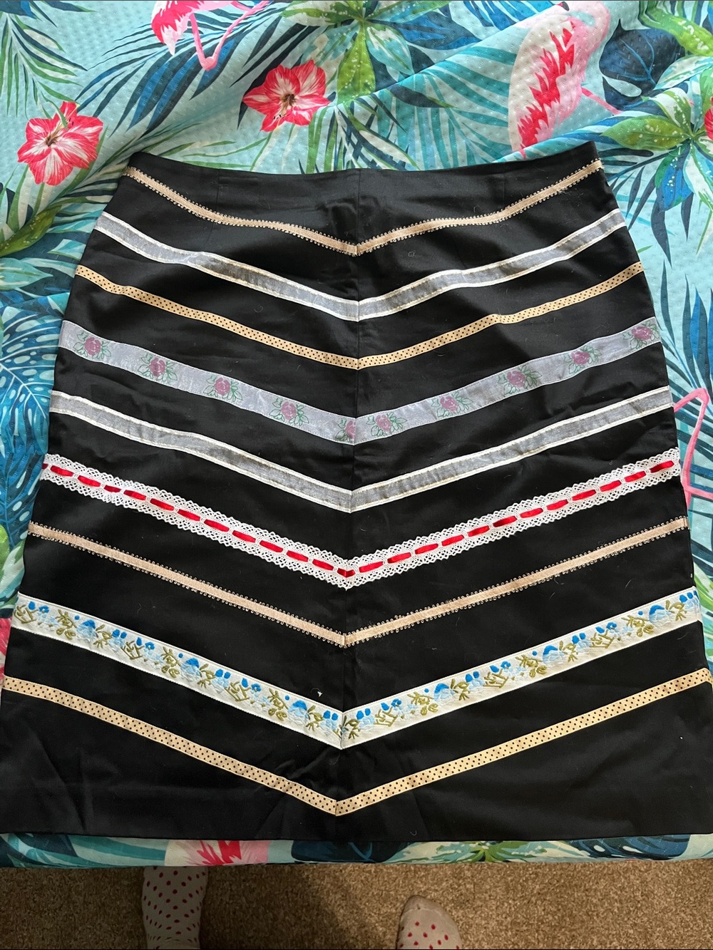 Autograph Black Skirt with Multicolor Trim